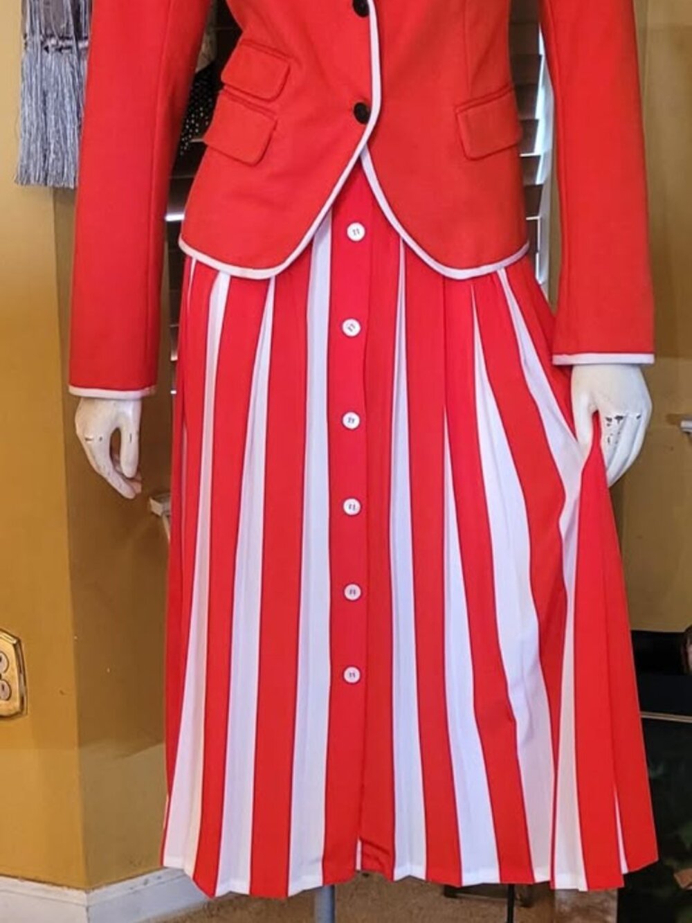 LIZ CLAIRBORNE--CANDY STRIPED, BUTTON DOWN SILK SKIRT